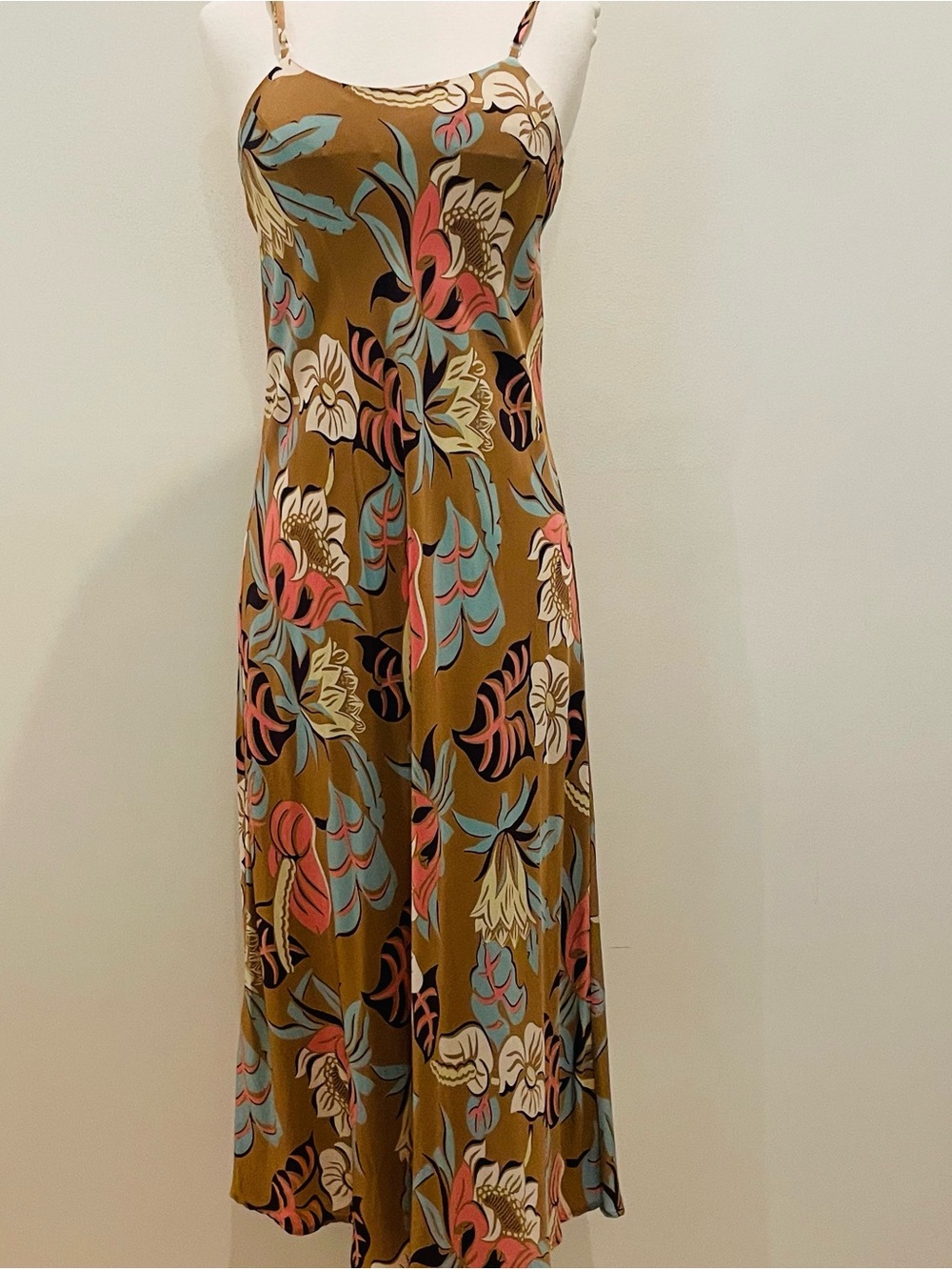 Avanti Floral 100% Silk Slip Dress